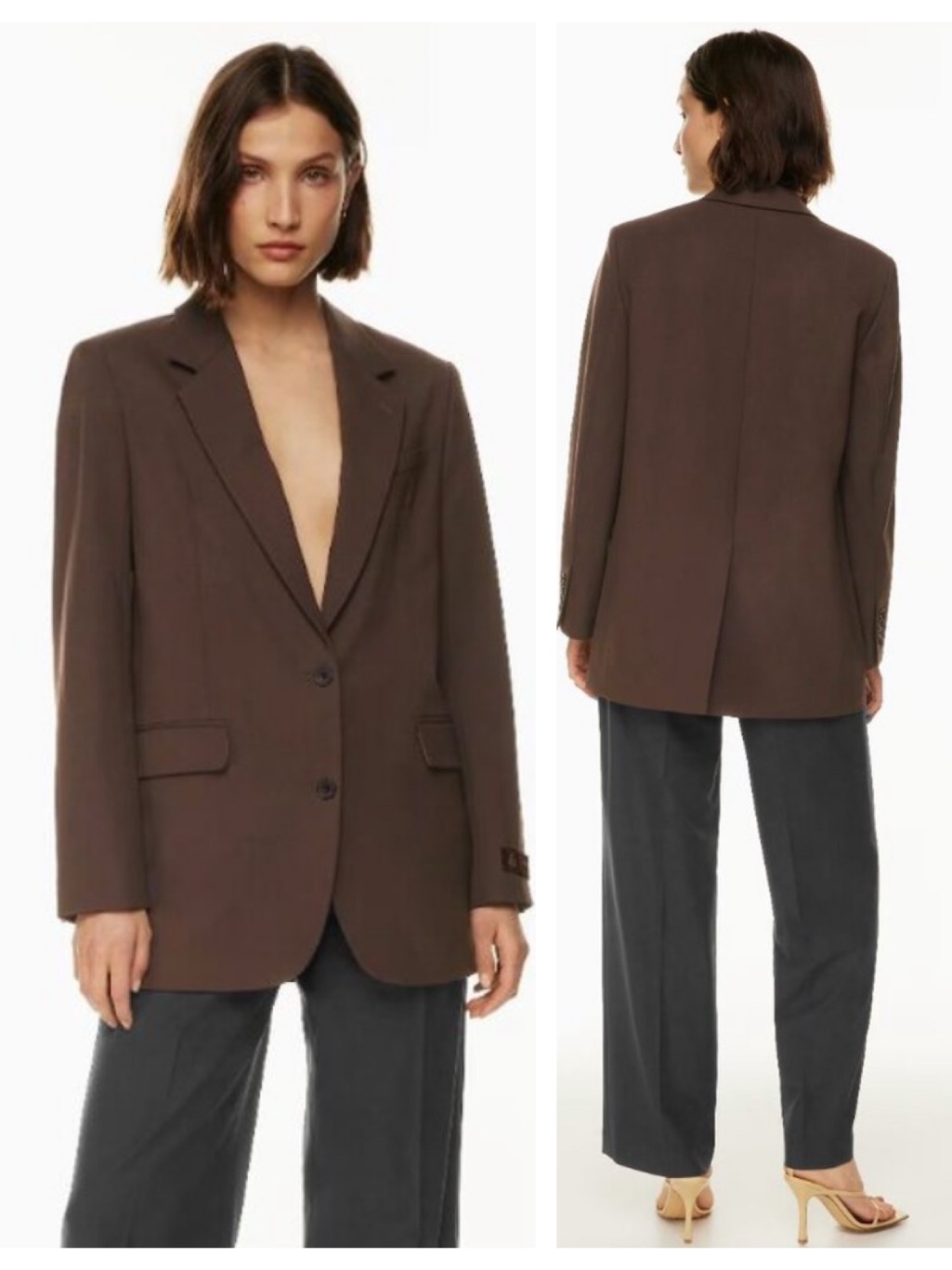 Babaton Aritzia New Agency Blazer Brown Size Xs Extra Small